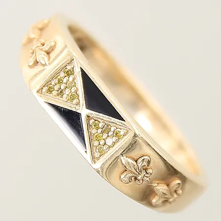 Ring med diamanter 12x 0,005ct stl: 19 bredd 2,7mm, dekor, gravyr 14K Vikt: 4,8 g