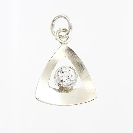 Hänge med vit sten 19mm, silver otydlig stämpel Vikt: 0,6 g