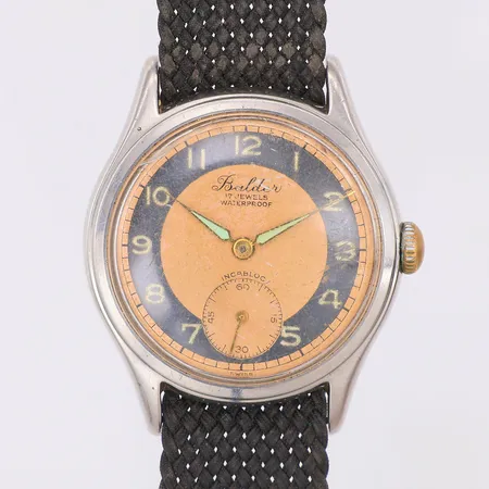 Herrur Balder manuell Ø35mm, tygband, repigt glas