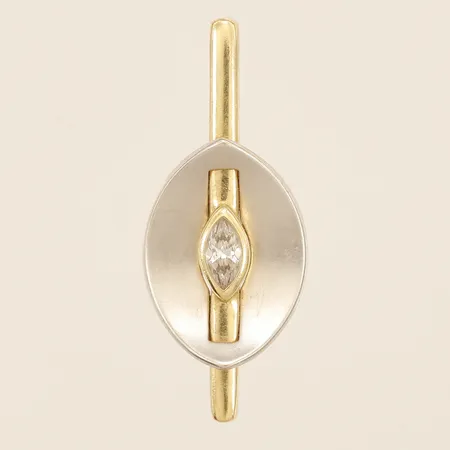 Hänge med vit sten, tvåfärgad, längd 2,7cm, bredd 2,1-11,3mm 18K Vikt: 3,5 g