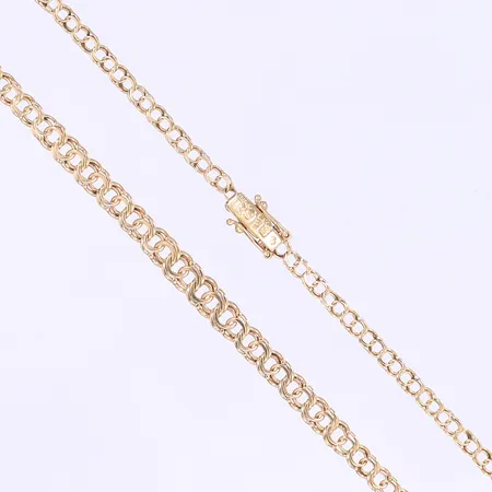 Halskedja doserad Bismarck längd 43cm, bredd 3-6mm kistlås svenska stämplar 1969 18K Vikt: 10 g