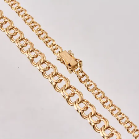 Collier 45cm Bismarck bredd 4-6,7, docerat, Guldfynd, 18K, 16,64g.