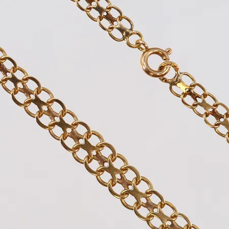 Kedja X-länk doserad längd 45cm bredd 5-7mm 18K.  Vikt: 11,1 g