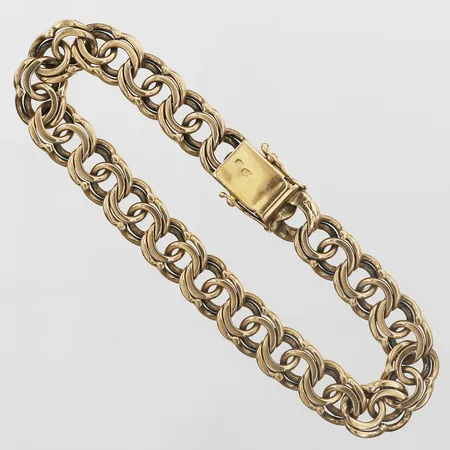 Armband Bismarck längd 22cm bredd 10mm, slitage, 18K.  Vikt: 44,9 g