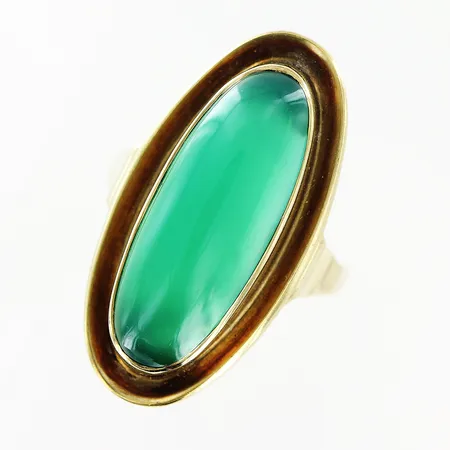 Ring med grön sten stl:19 bredd 28mm, 8K Vikt: 4,4 g