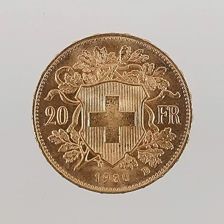 Mynt 20 Franc Helvetia 1930 Ø21mm 21,6k 6,4g Vikt: 6,4 g