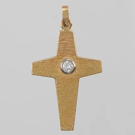 Hänge diamant ca 0,15ct 33mm gravyr, 18K 3,3g.