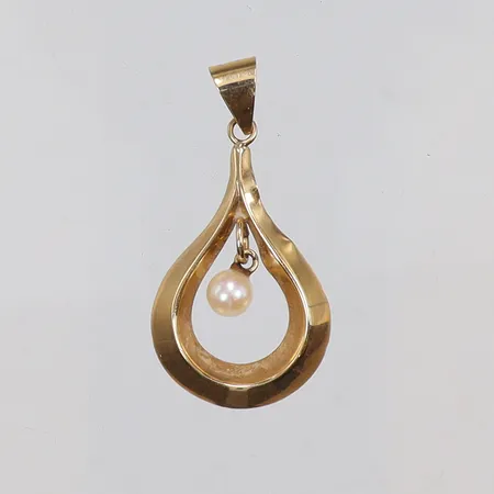 Hänge med pärla 35x15mm, 18K Vikt: 1,2 g