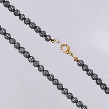 Collier hematiter 44cm bredd 6mm, metallås
