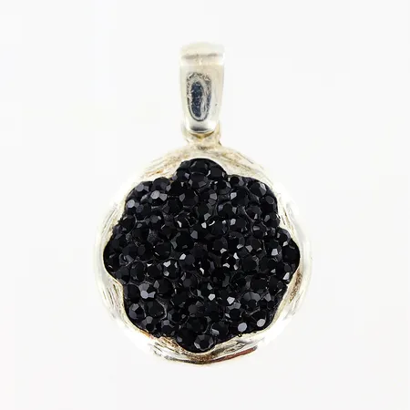 Hänge 30x20mm, svarta stenar i konstmassa, silver 925/1000. Vikt: 5,6 g