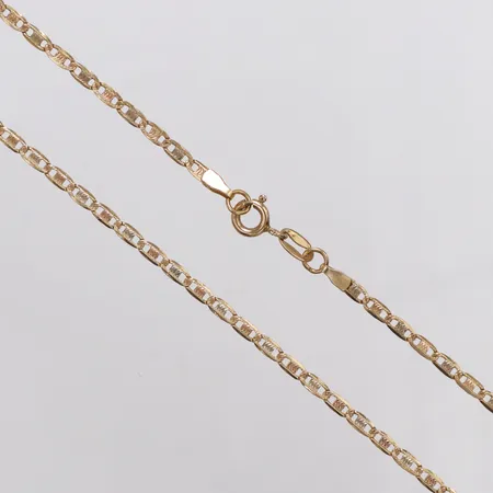 Kedja längd 42,5cm bredd 2,5mm, trefärgad, utbytt lås i 9K, 18K Vikt: 5,4 g