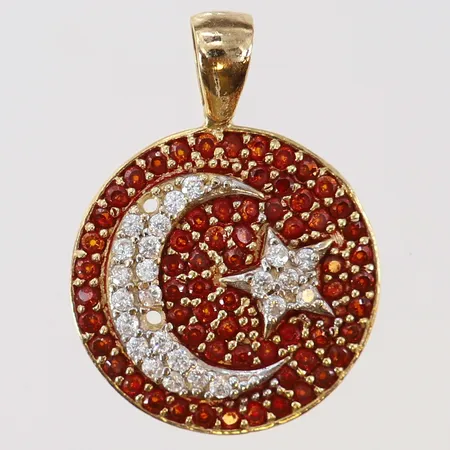 Hänge med stenar 28x21mm ink ögla saknar stenar 14K.  Vikt: 3,6 g