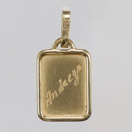 Hänge gravyr, 20x10mm, 18K Vikt: 0,9 g