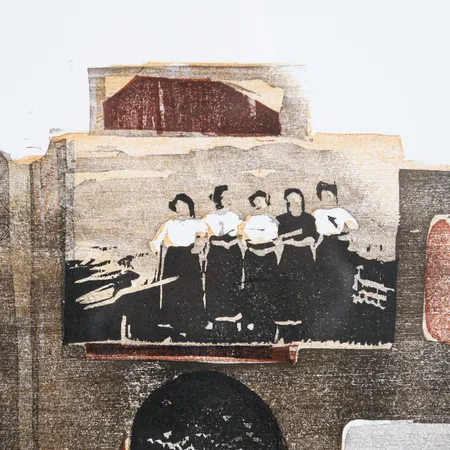 Tavla Lars Lerin "Mostrarnas tid", litografi, signerad, daterad 1986 och numrerad 46/280, 41,5x68cm, ej examinerad ur ram. Skickas med postpaket.