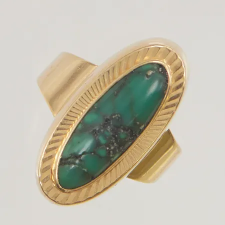 Ring grön turkos stl:17 bredd 23mm 18K 5,2g.