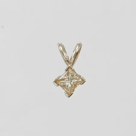 Hänge med prinsesslipad diamant 1 x ca 0,25ct, vitguld, 14K Vikt: 0,3 g Skickas med postpaket.