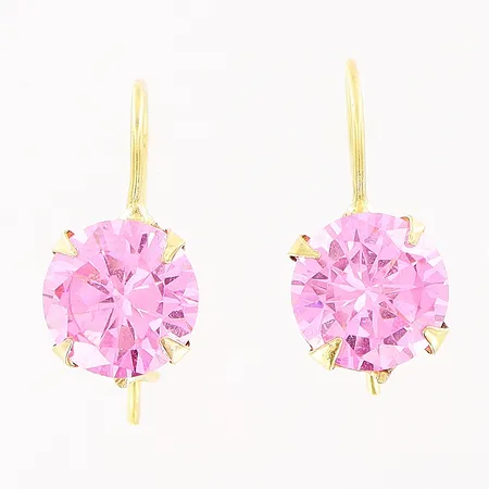 Örhängen 15x8mm rosa sten, krokfäste, 18K Vikt: 2,2 g