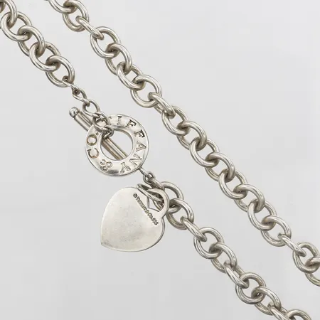 Collier, Tiffany & co, Blank Heart Tag Chain Link Necklace, längd 42cm, bredd 10mm, sterling silver 925/1000. Originalpåse. Vikt: 75,5 g