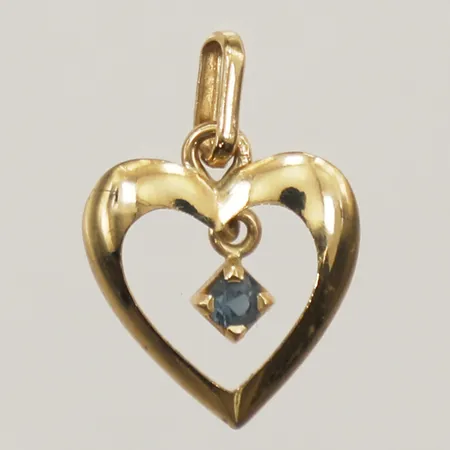 Hänge hjärta med blå sten, längd 15mm inkl ögla, bredd 11mm, 18K Vikt: 0,3 g