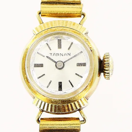 Damur Tärnan 14K i boett manuell 14mm, länk i gulmetall 16cm, inga tillbehör.