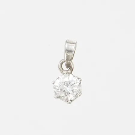 Hänge med vit sten, längd 11,5mm, stenens Ø5mm, 925/1000 silver, Vikt: 0,7g.