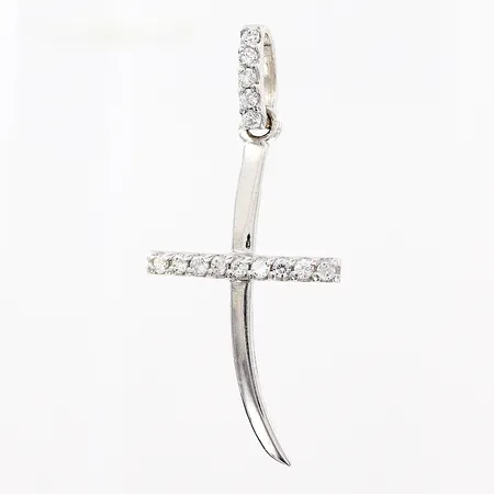 Hänge kors med kubisk zirkonia 30mm, vitguld, 14K Vikt: 0,8 g