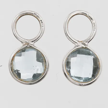 Ett par påhängen till örhängen med checkerslipade topaser, Ø8mm, innermått på öglor Ø5mm, höjd 15mm, 18K vitguld Vikt: 1,7 g