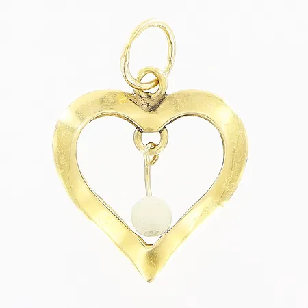 Hänge 25x19mm hjärta med pärla, slitage, 18K Vikt: 1 g