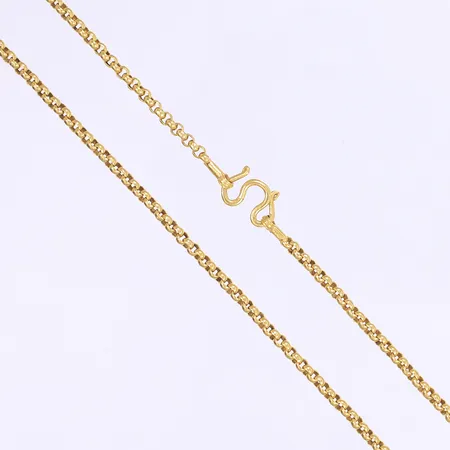 Halskedja ärtlänk 60cm, bredd 2,5mm, något buckligt, thaiguld 1 baht, 23K Vikt: 15,2 g