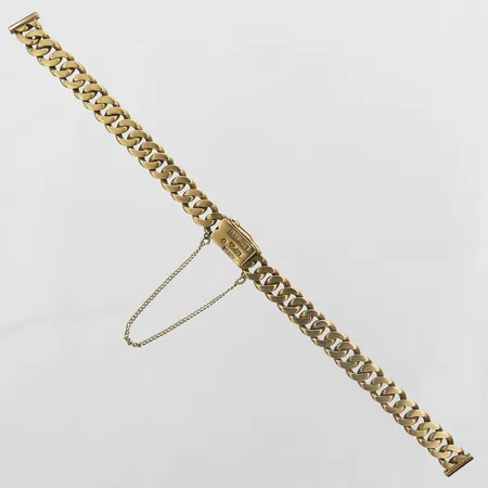 Klockarmband, Pansar, Ljungström & Anderson Guldsmeds-AB, Stockholm 1945, längd: 16 cm, bredd: 7 mm, integrerad säkerhetskedja, 18K guld. Vikt: 19,7 g