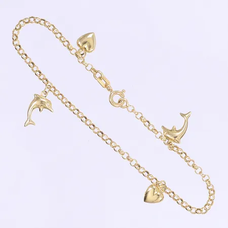 Armband Ärtlänk med berlocker längd 17cm bredd 2mm 18K Vikt: 1,8 g