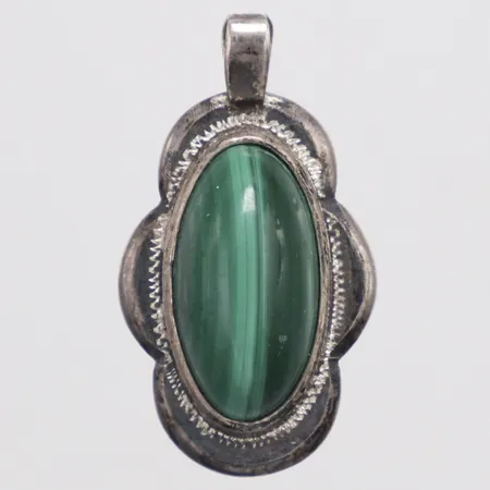 Hänge med Malakit längd 30mm bred 5,3-18,5mm, silver 925/1000 Vikt: 5,4 g