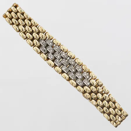 Armband diamanter 38 x ca 0,01ct, längd: 20,5cm, bredd: 15-10mm, defekt lås, vit/rödguld 18K Vikt: 55,1 g