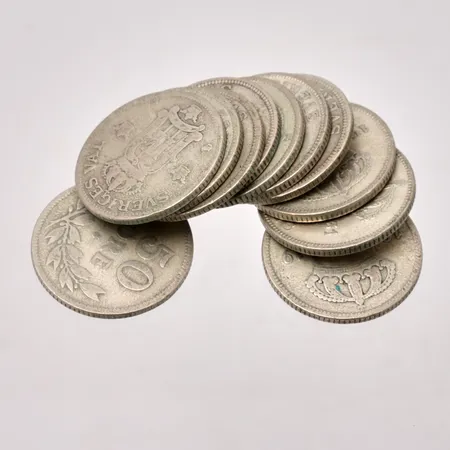 Mynt i silver, 11st, 50öre, 600/1000, 53,34g.