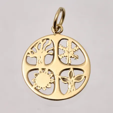 Hänge mått 18,7x26,9mm, årstider, 14K, 1,8g.