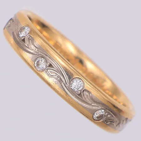 Ring diamanter 0,10ctv W/SI Schalin stl:17¼, gravyr, 18K, etui, certifikat  Vikt: 3,8 g