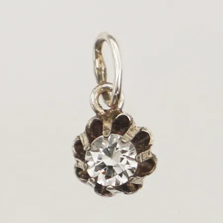 Hänge med vit sten Ø6,6mm, silver  Vikt: 0,4 g