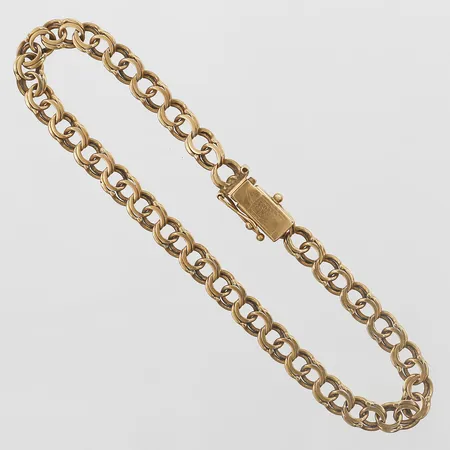 Armband Bismarck längd 21cm, bredd 5mm, Guldfynd Sverige Ab, en låsåtta saknas, slitage, 18K Vikt: 9,2 g