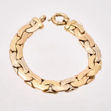 Armband 21cm, Ankar, bredd 11,8mm, rött/gult/vitguld, ihåligt, bucklor, 18K 22,44g.