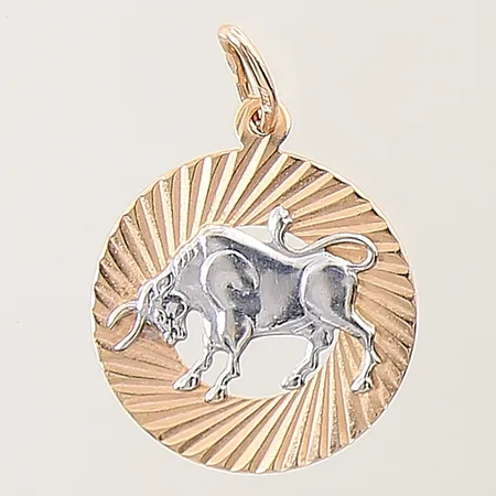 Hänge motiv av tjur 21x15mm tvåfärgat 14K Vikt: 0,9 g
