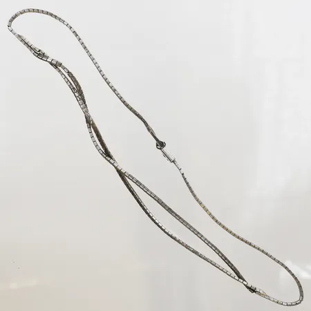 Collier längd 42cm, bredd 2-3mm, lagad länk, silver 925/1000  Vikt: 17,4 g