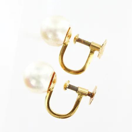 Örhängen med odlade saltvattenpärlor Ø8,5mm, skruvfäste, 18K Vikt: 3,1 g