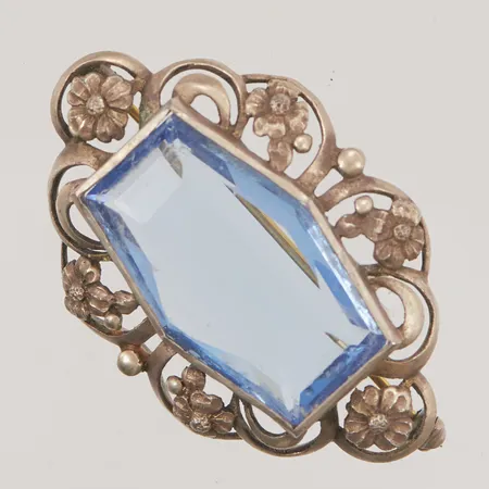 Brosch 48x29mm färgat glas 830/1000 Silver 12,7g.