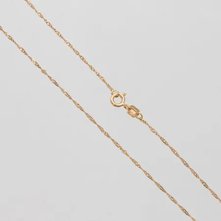 Kedja Singapore, längd ca 44,5cm, bredd ca 1mm, GHA, 18K Vikt: 1,3 g