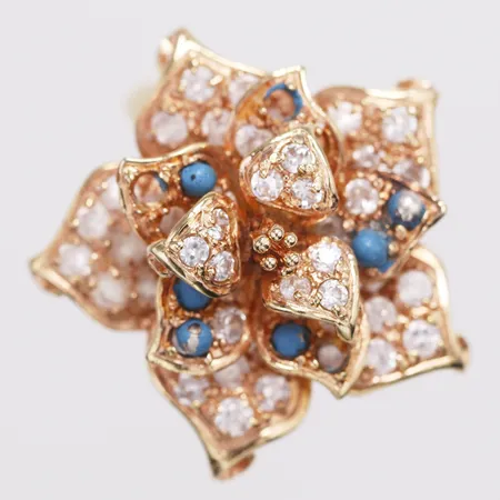  Ring blomma med stenar stl:18 bredd 1,8-25mm, stenar saknas, stämplad i 18K, 21K  Vikt: 7,6 g