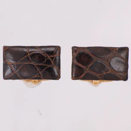 Ett par manschettknappar krokodilskinn 24 x 14mm, metall