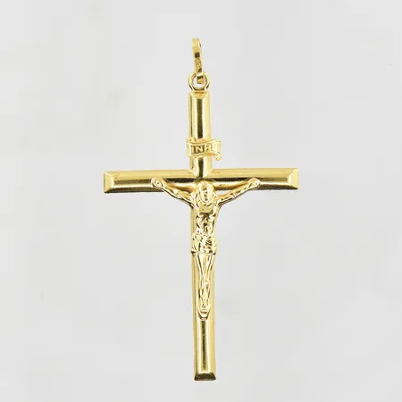 Hänge krucifix längd 52mm, bredd 30mm, 18K. Vikt: 3,4 g