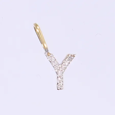 Hänge bokstav "Y" med diamanter 9x ca 0,001ct, 11x4mm, 18K Vikt: 0,2 g