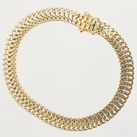 Armband fiskbenslänk längd 19cm, bredd 6,9mm, 18K  Vikt: 13,1 g