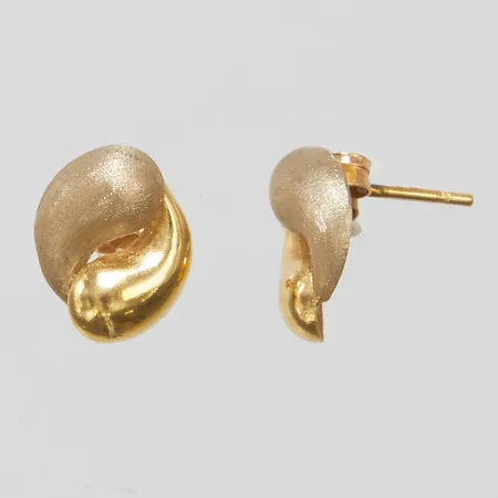 Örhängen, längd 10mm, bredd 8,5mm, stift, tvåfärgade, delvis satinerad yta, 18K, Vikt: 1,0g Vikt: 1 g